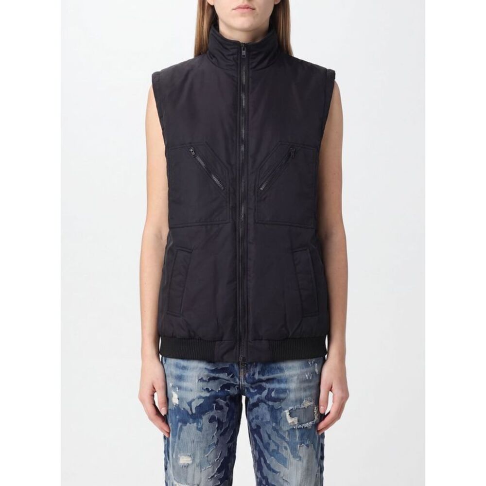 Mm6 Maison Margiela Technical Nylon Gilet With High Neck And Zip Closure